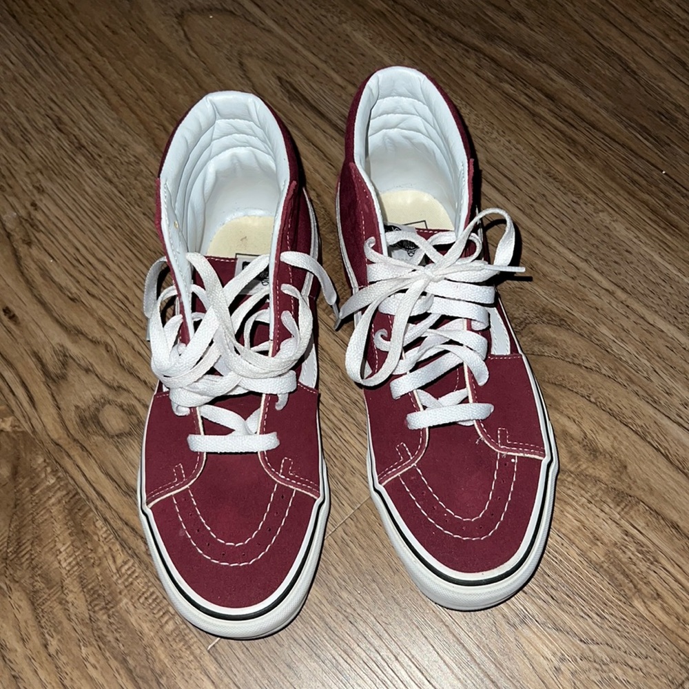 Burgundy high top vans